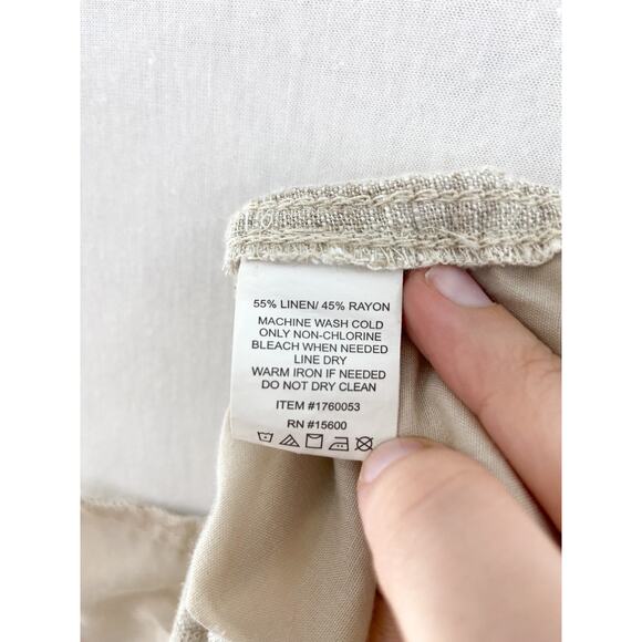 Briggs Women's Linen Blend Wide Leg Crop Pants sz XL Paperbag Waist High Rise - Picture 7 of 8